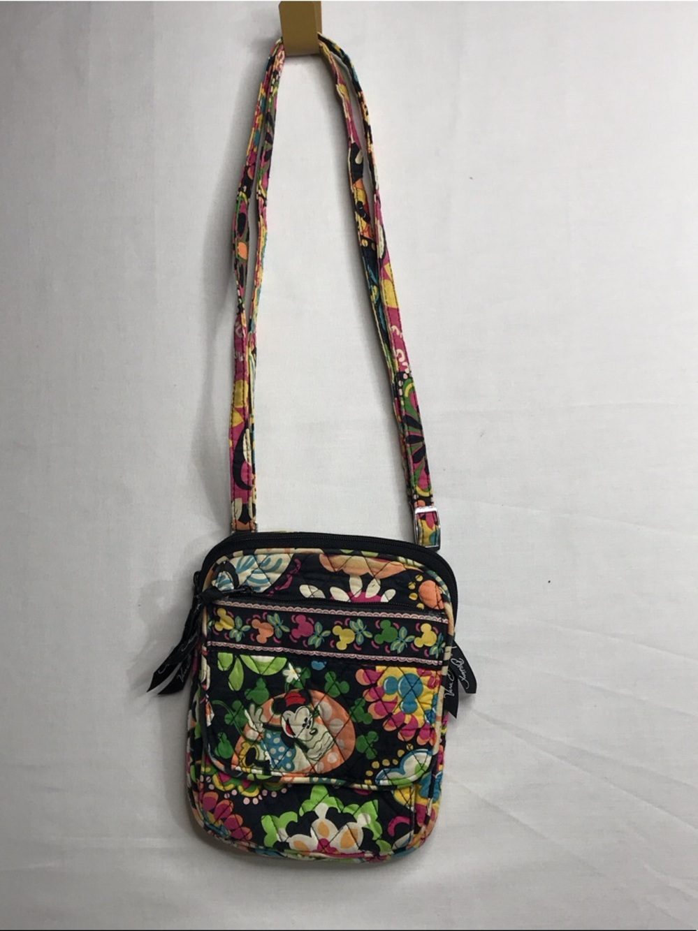 Disney Vera Bradley Black Multi-Color Floral Quilted Crossbody